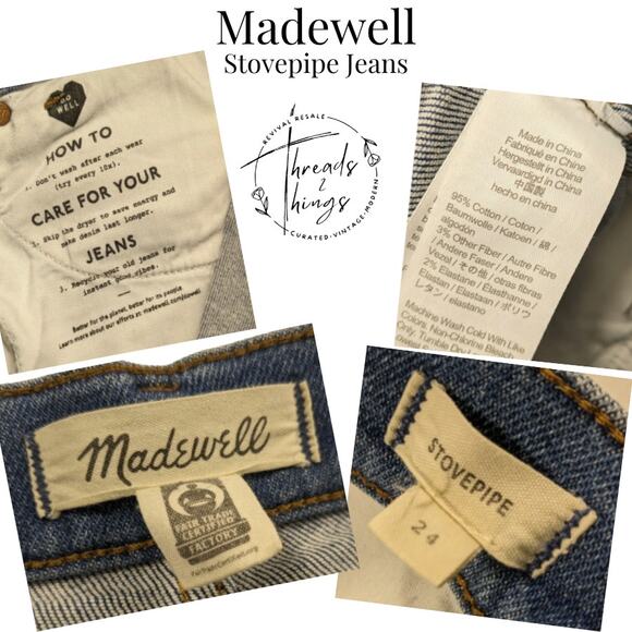 Madewell Jeans Women Size 24 Stovepipe Fair Trade Stretch Straight Crop 90's y2k - Picture 11 of 12
